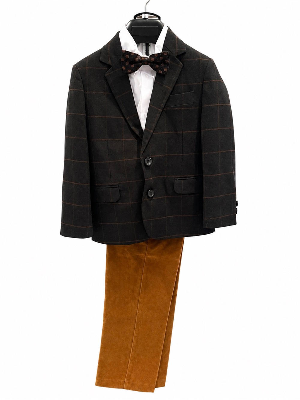 Class Club Brown Windowpane Blazer with Tan Pants